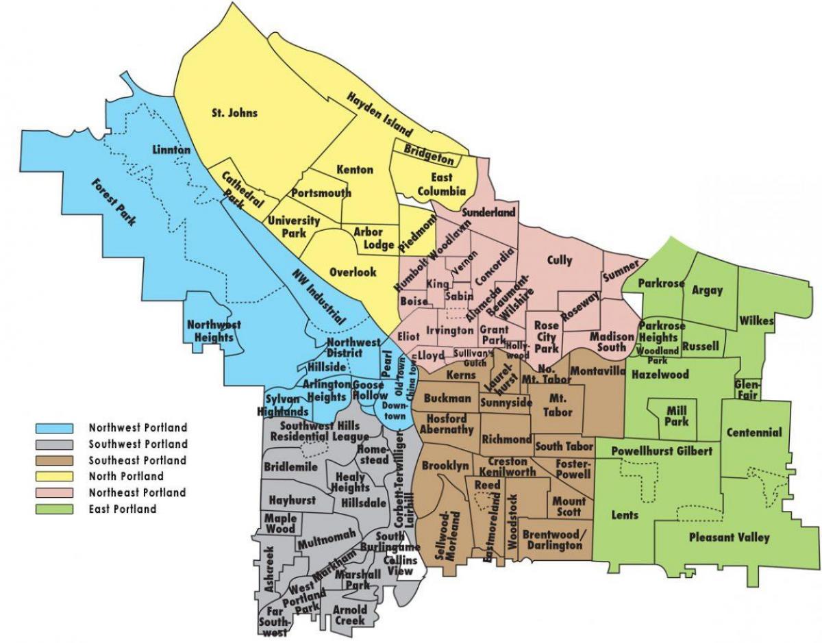 Portland Oregon barrio mapa
