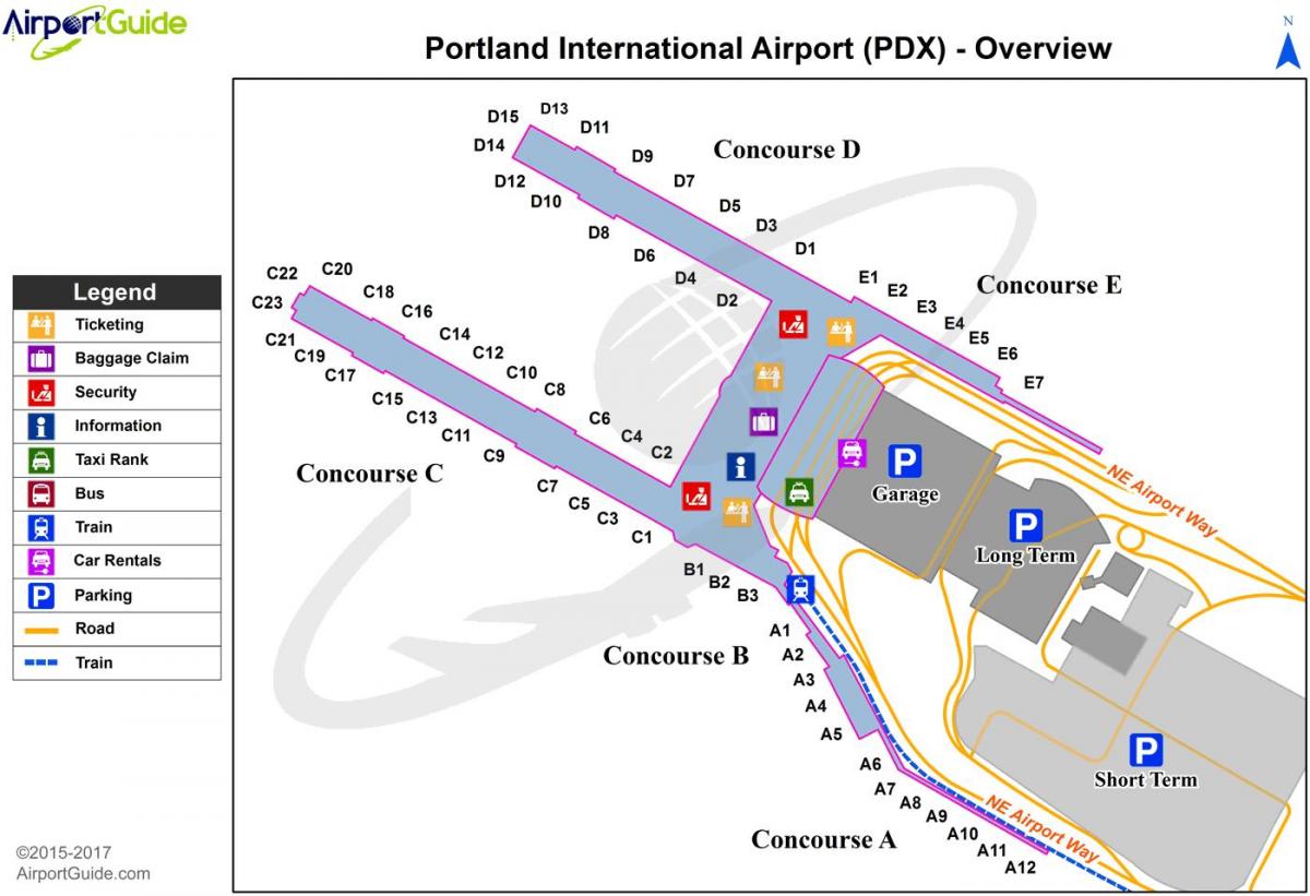 Portland Oregon aeroporto mapa