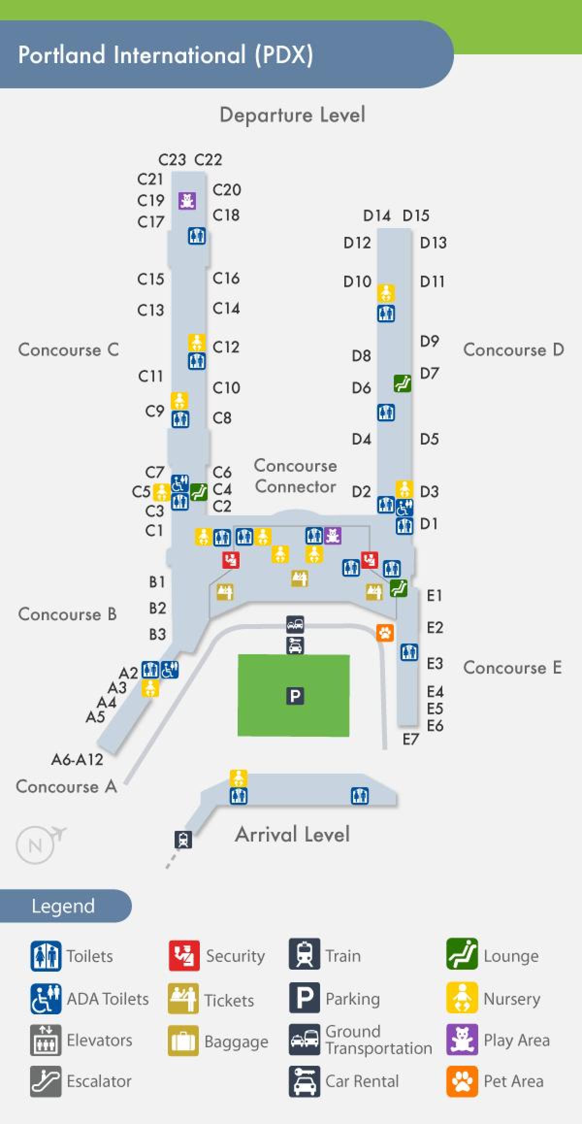 PDX mapa do aeroporto