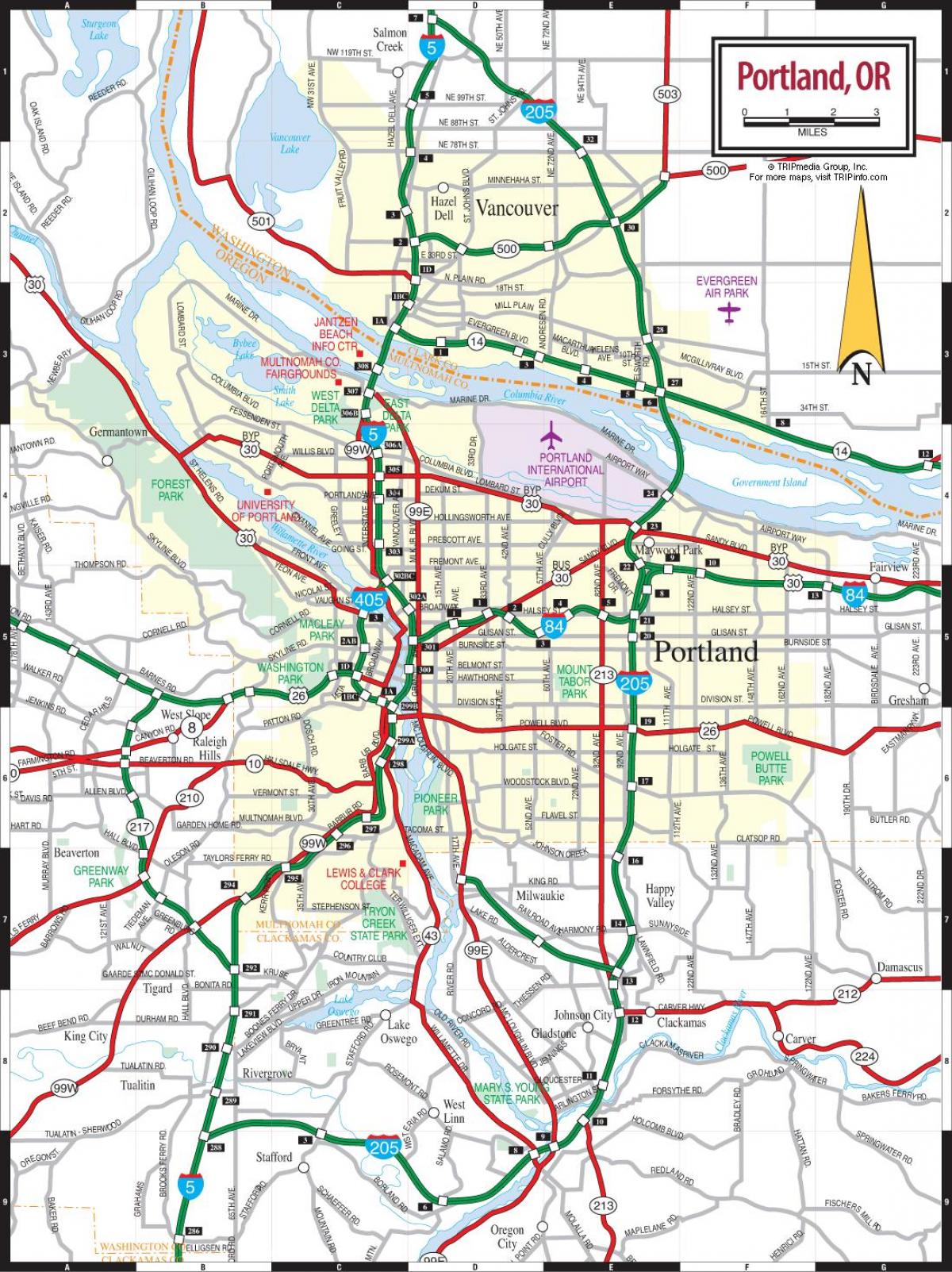 mapa de Portland e occidental ferrocarril