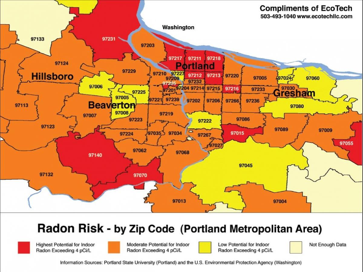 Portland código área mapa