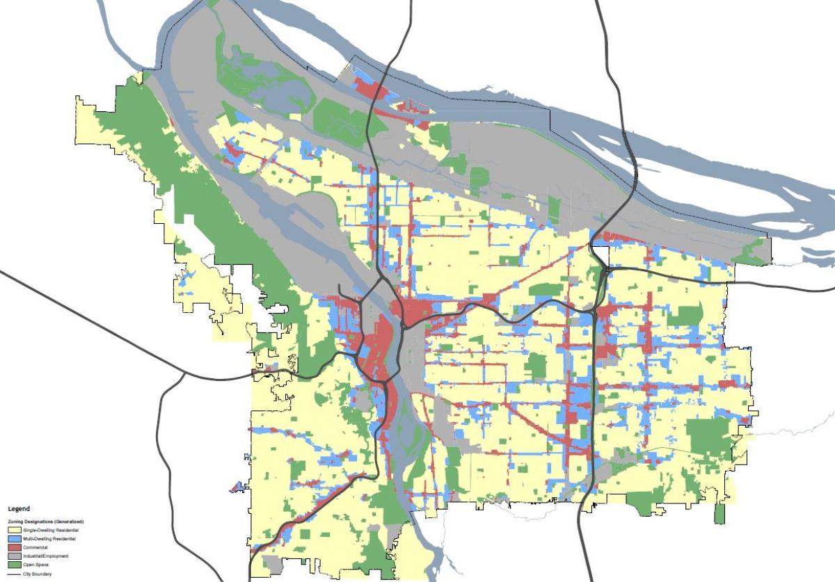 Portland Oregon zoneamento mapa
