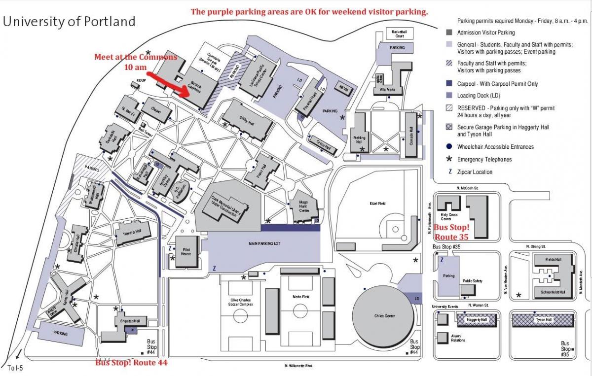 mapa da Universidade de Portland