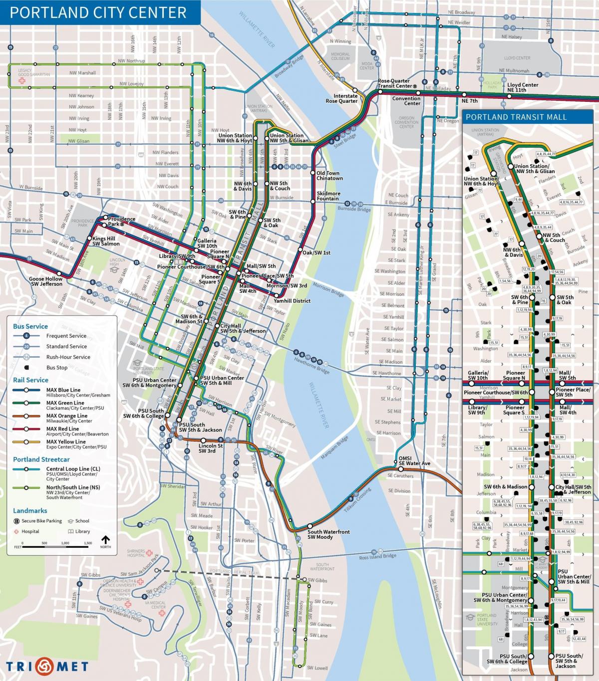 Portland Oregon transporte público mapa