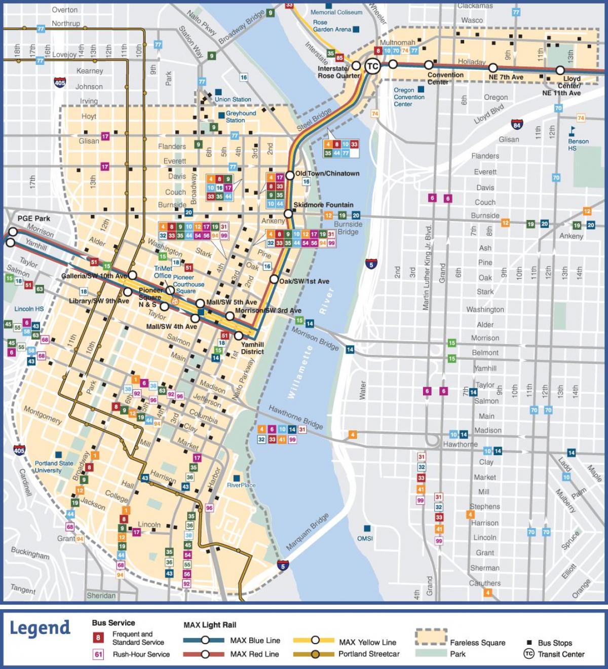 tránsito mapa Portland