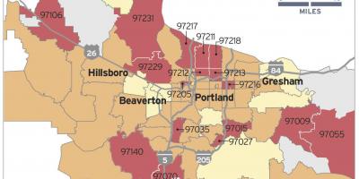 Radon mapa en Portland